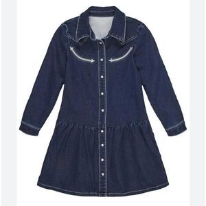 Wrangler Western Style Pearl Snap Denim Dress Size L